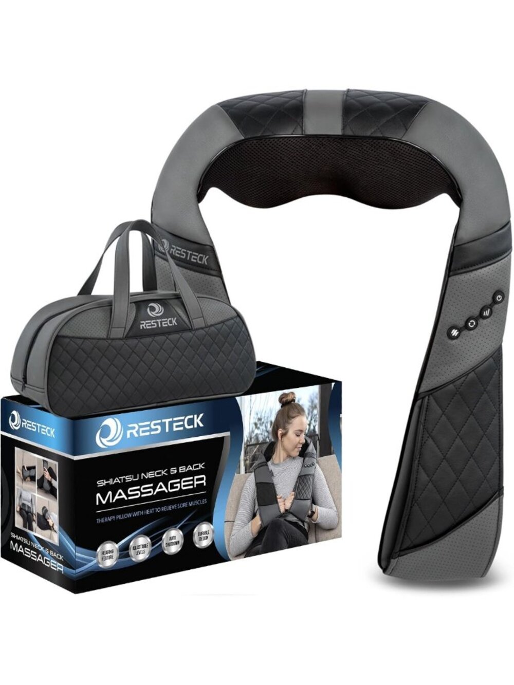 Deep Tissue Neck & Back Massager with Heat - Shiatsu Pillow for Pain Relief